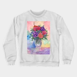 Purple and Red Roses in a Vase Crewneck Sweatshirt